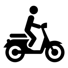 Moped icon, clipart, vector silhouette, flat style, black color silhouette, white background