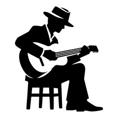 musician silhouette silhouette vector, black color silhouette, white background - obrazy, fototapety, plakaty