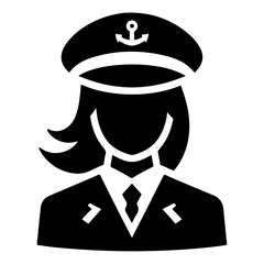 navy ship captain icon, clipart, vector silhouette, white background