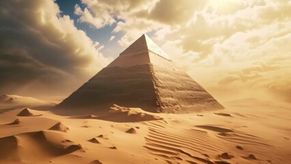 Enigmatic Desert Apex: Ancient Pyramid in the Sand. Generative ai