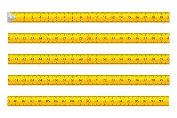 Yellow carpenter tape measure with scale, metric measuring tape centimeters. Professional ruler with scale metric for contractors precision for construction.