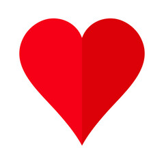 Red heart icon folded in half. Valentines day, symbol of love.