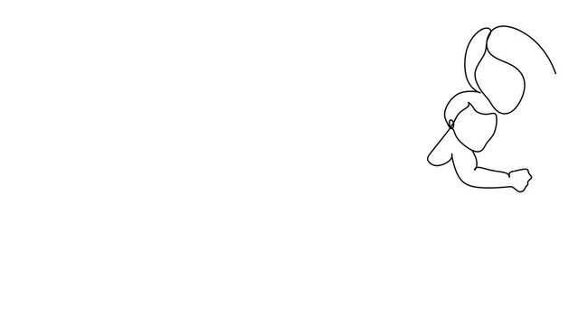 Pregnant woman and mother with baby. Continuous line drawing animation video. Pregnant woman hugging belly line art vector video. happy pregnant woman line art drawing.4k video