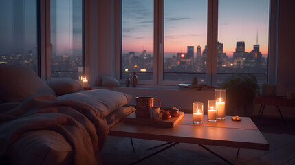 Metropolitan Twilight: A Cozy Urban Retreat AI-Generative