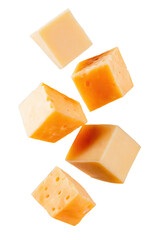 flying cheese cubes - isolated