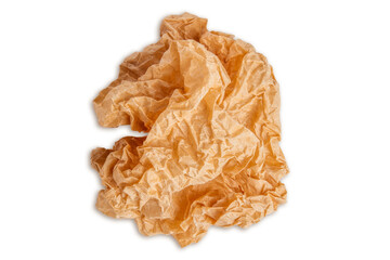 crumpled piece of craft crumpled paper. on a blank background
