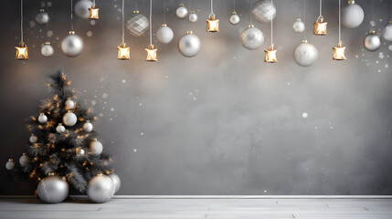 Christmas decorations fir tree and glass balls, generative ai - 722340898