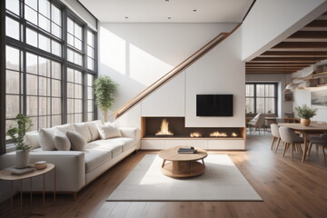 Interior of white living room