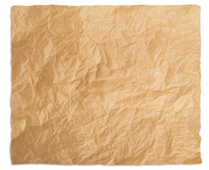 A torn piece of crumpled craft paper. on a blank background