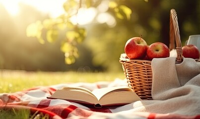 A Serene Afternoon with Apples, Blankets, and Books