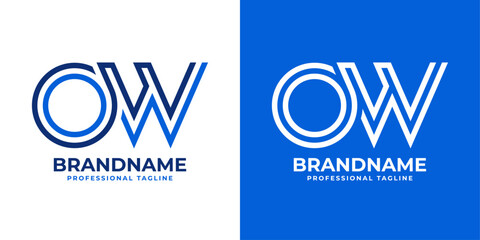 Letters OW Line Monogram Logo, suitable for business with OW or WO initials
