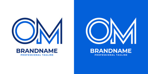 Letters OM Line Monogram Logo, suitable for business with OM or MO initials - obrazy, fototapety, plakaty