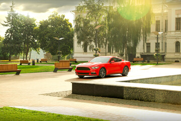 modern utility car in sun city. personal driver. High quality photo