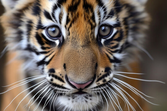 The delicate beauty of the whiskers and the endearing nature of the tiger cub