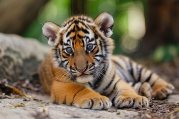 The whimsy of a tiger tot, emanating innocence and wonder