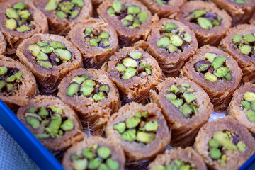 Arabic baklava stuffed with pistachio