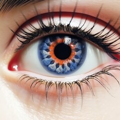 Cinematic closeup shot of japanese girl eye, iris is mandala
