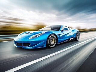 Obraz premium Sleek Sports Car Racing on Urban Streets - AI Generated