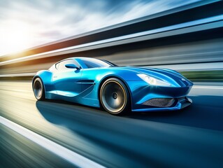 Fototapeta premium Sleek Sports Car Racing on Urban Streets - AI Generated