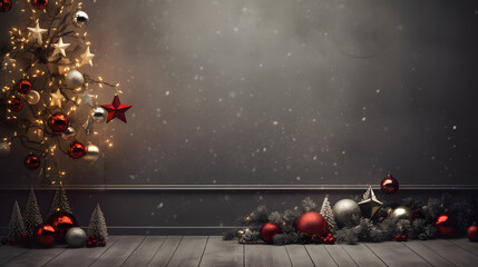 Christmas decorations fir tree and glass balls, generative ai - 722347603
