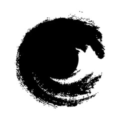 Black grunge round shape. Brush stroke frame element, frames for design. Vector isolated on white background.