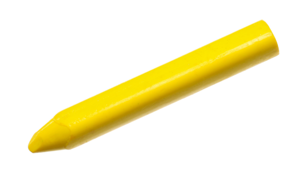 Yellow wax pastel single isolated on white, clipping path