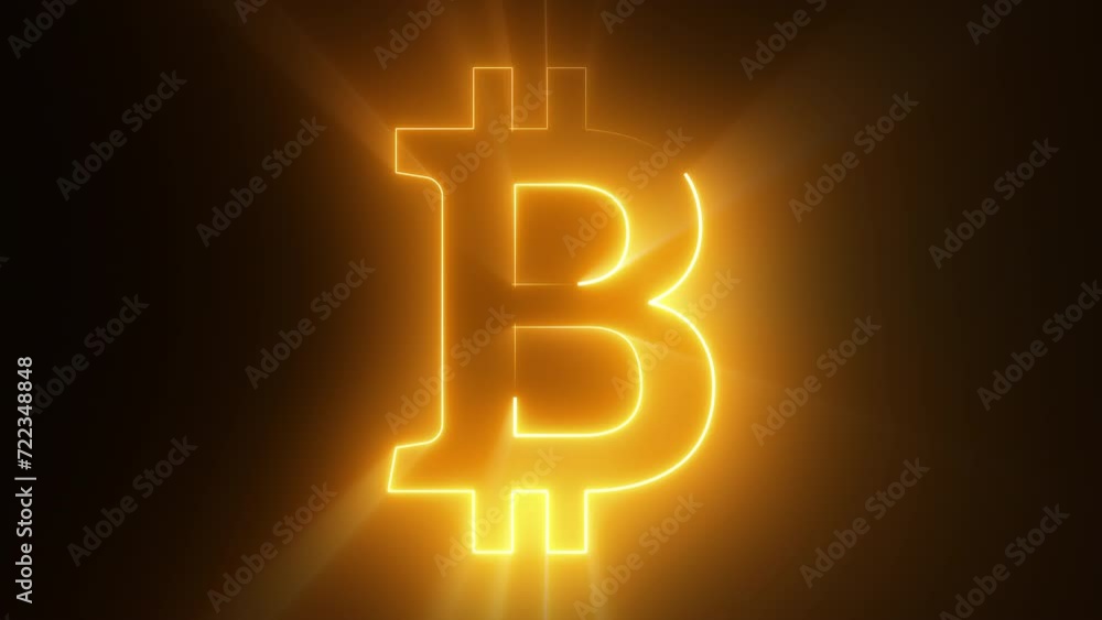 Poster neon bitcoin sign. computer generated 3d render