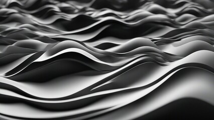 Obraz premium black and white background An abstract vector illustration of black and white 3D waves. The background has curved lines 