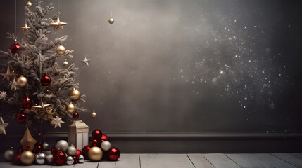 Christmas decorations fir tree and glass balls, generative ai - 722349813