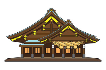 Japan famous shrine – Izumo Taisha drawing in colorful vector