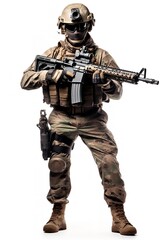 Armed Soldier Ready for Action, AI Generated