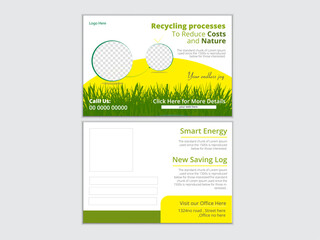 Unique reduce nature business professional postcard design template.