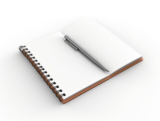 Notebook and pen isolated on white background