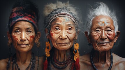 longevity people drawing, concept: aging popularity 16:9
