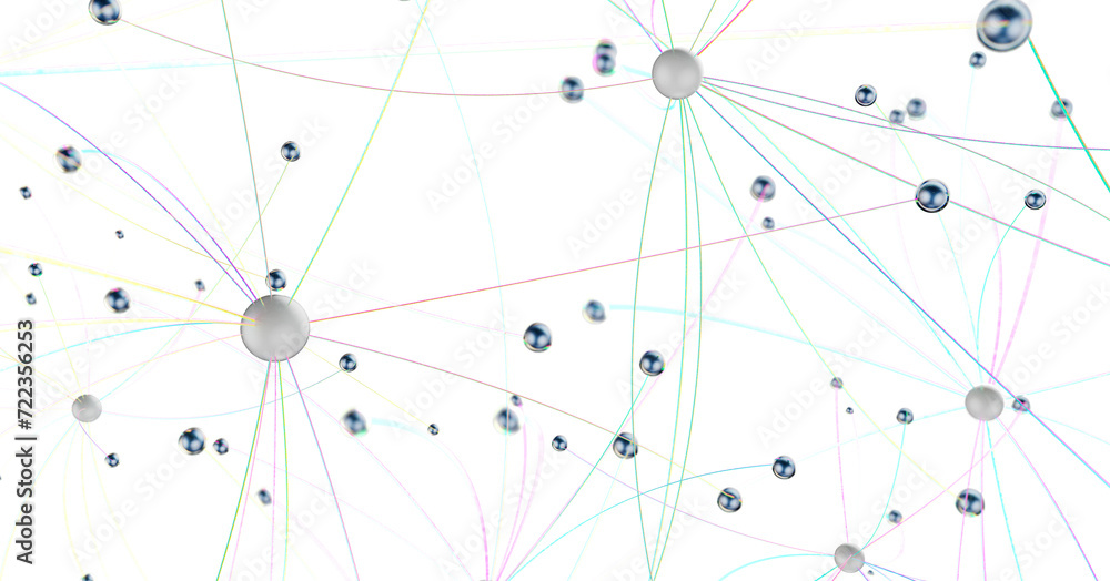 Poster Futuristic geometric double data flow background with connecting dots and lines. Abstract digital