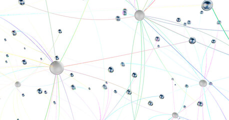 Futuristic geometric double data flow background with connecting dots and lines. Abstract digital