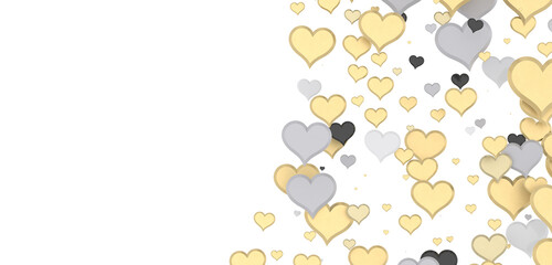 Love valentine background with red petals of hearts on transparent background