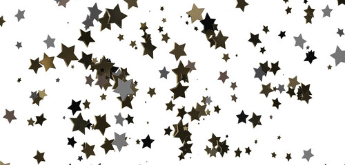 Stars - Holiday golden decoration, glitter frame isolated -