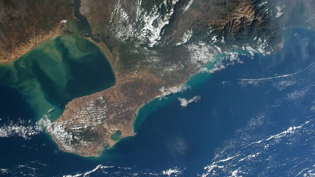 Venezuela gulf satellite view aerial animation based on image by Nasa