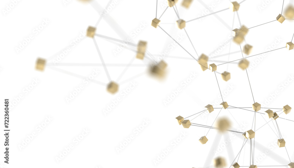 Fototapete Futuristic geometric double data flow background with connecting dots and lines. Abstract digital