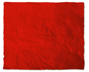 Torn crumpled red paper. Scrap of paper on empty background