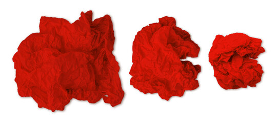 Torn crumpled red paper. ball of paper. paper ball. on a blank background