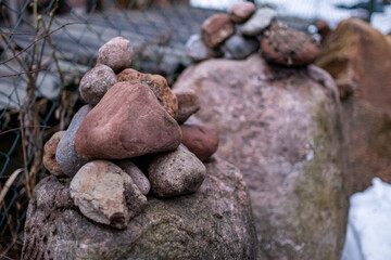 Fototapeta na wymiar Stacked granite rocks on big boulder