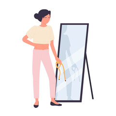 Anorexia eating disorder. Loss of appetite, mental and body problem cartoon vector illustration