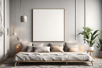 Living room wall mockup in bright tones with leather sofa and leather armchair. close up view.