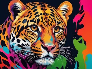 painting of tiger on black background - obrazy, fototapety, plakaty