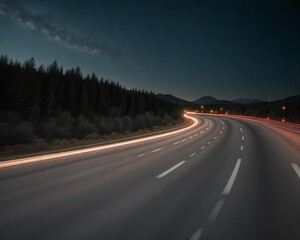 clean highway in the night