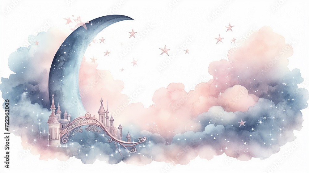 Wall mural background with clouds and stars a celestial design featuring a night sky filled