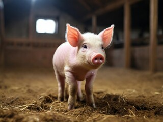 cute little pig in farm