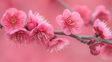 Blooming Pink Cherry Blossoms in Springtime